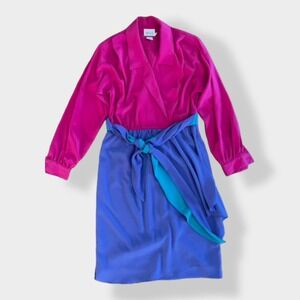 Leslie Fay Vintage 80s Color block Cocktail Party Dress Size‎ 8